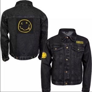 NWT Denim Jacket Nirvana Kurt Kobain smiley patch